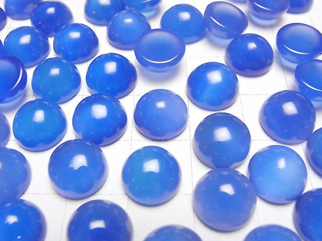 Blauer Chalcedon AAA Rund Cabochon 10x10mm 5Stücke