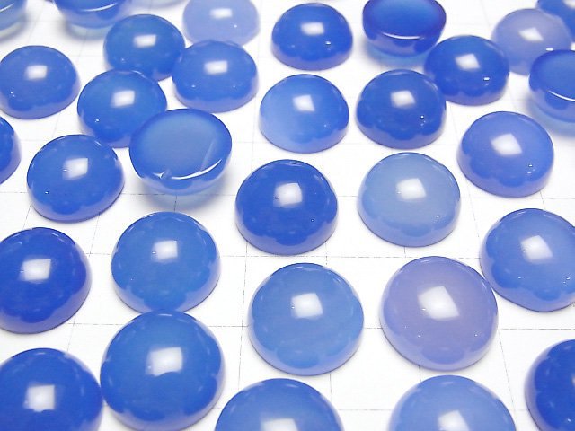 Blauer Chalcedon AAA Rund Cabochon 14x14mm 3Stücke