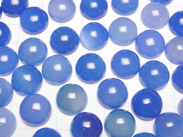 Blauer Chalcedon AAA Rund Cabochon 14x14mm 3Stücke