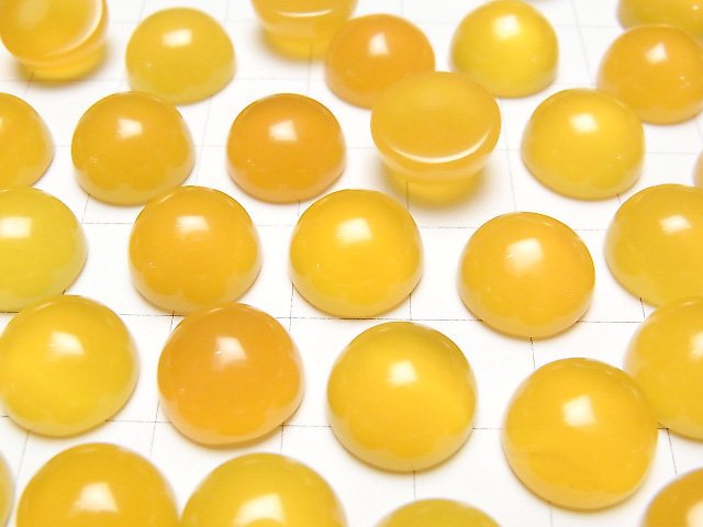 Gelber Chalcedon AAA Rund Cabochon 12x12mm 4Stücke