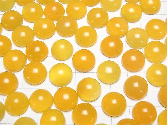 Gelber Chalcedon AAA Rund Cabochon 14x14mm 3Stücke