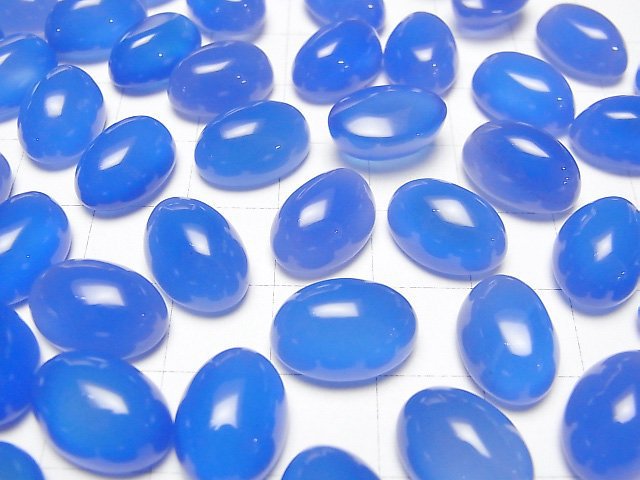 Blauer Chalcedon AAA Oval Cabochon 14x10mm 4 Stück