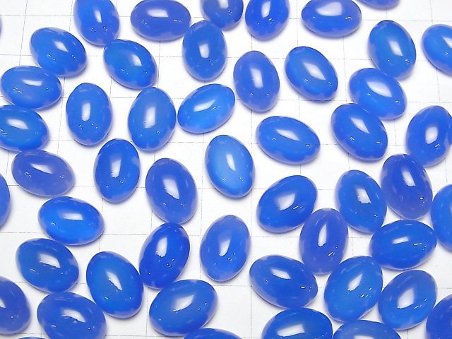 Blauer Chalcedon AAA Oval Cabochon 14x10mm 4 Stück