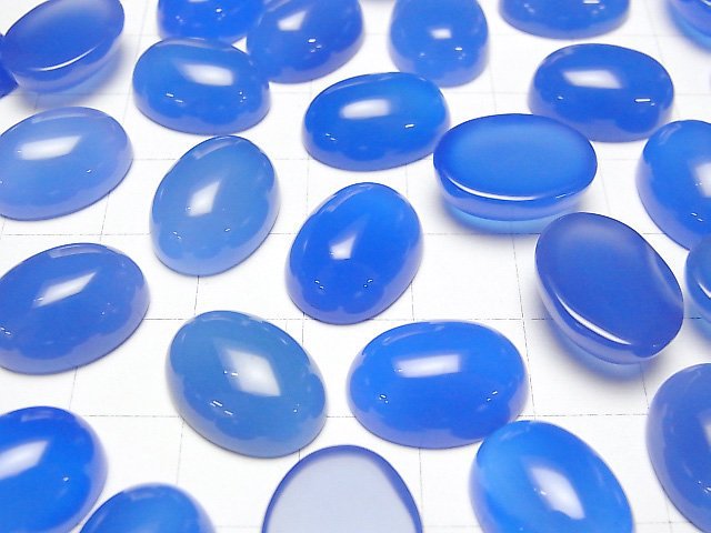Blauer Chalcedon AAA Oval Cabochon 16x12mm 4 Stück