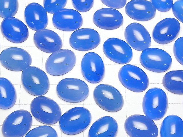 Blauer Chalcedon AAA Oval Cabochon 16x12mm 4 Stück