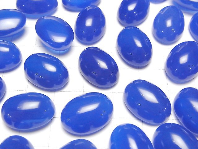 Blauer Chalcedon AAA Oval Cabochon 18x13mm 3 Stück