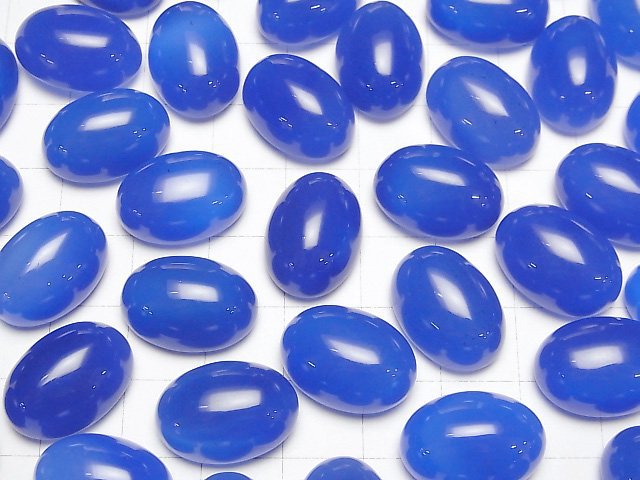 Blauer Chalcedon AAA Oval Cabochon 18x13mm 3 Stück