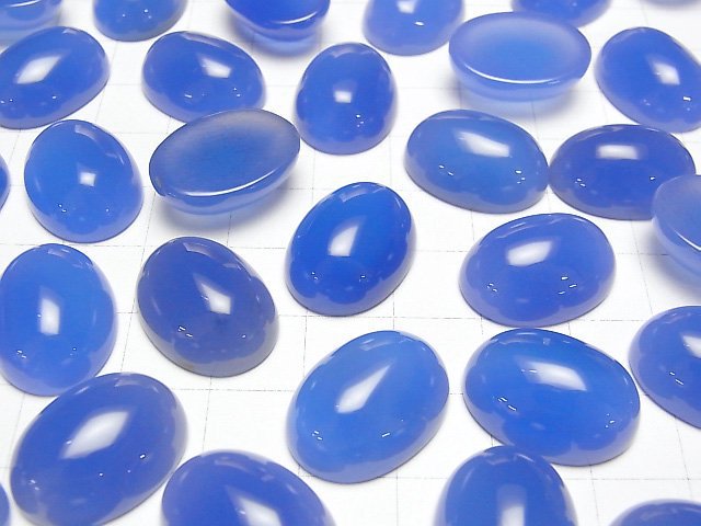 Blauer Chalcedon AAA Oval Cabochon 20x15mm 2 Stück