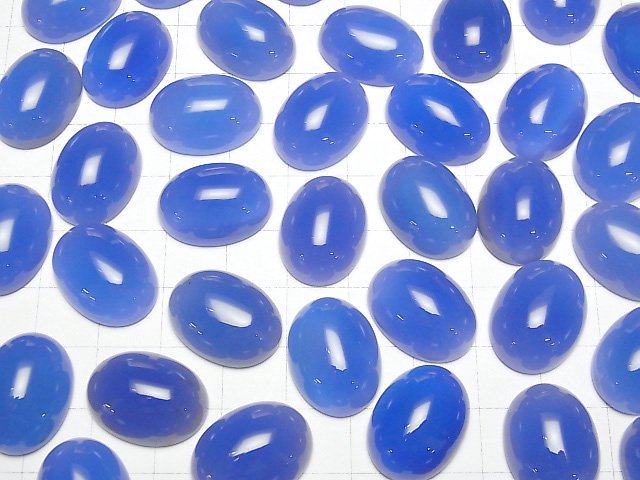 Blauer Chalcedon AAA Oval Cabochon 20x15mm 2 Stück