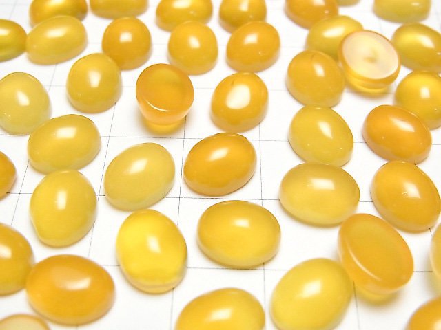 Gelber Chalcedon AAA Oval Cabochon 10x8mm 5Stück
