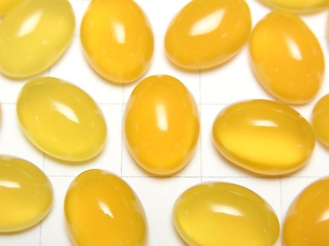 黃色玉髓 AAA 橢圓蛋面 14x10mm 4顆