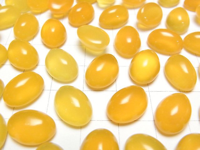 Gelber Chalcedon AAA Oval Cabochon 14x10mm 4Stücke