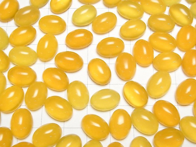 Gelber Chalcedon AAA Oval Cabochon 14x10mm 4Stücke