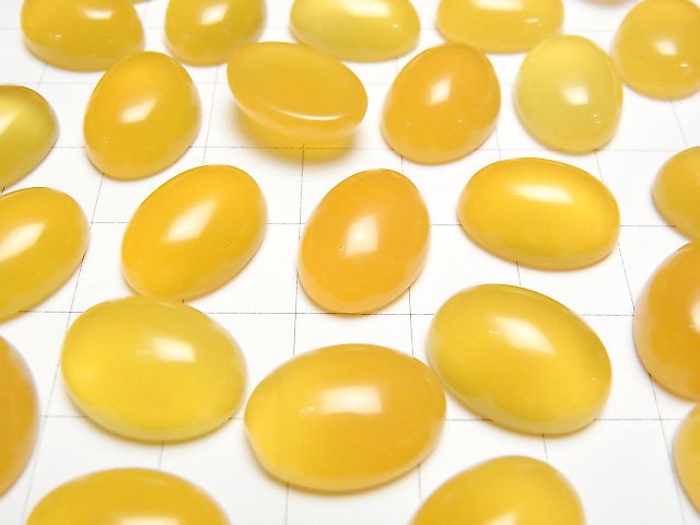 Gelber Chalcedon AAA Oval Cabochon 16x12mm 4Stücke