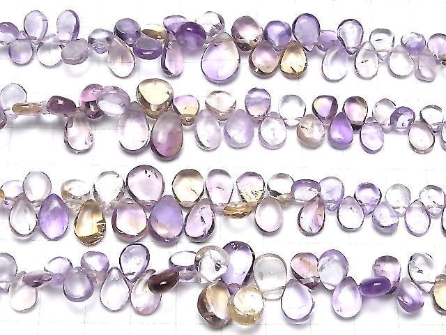 Hochwertiger Amethyst x Citrin AA++ Tropfenform (glatt) halb oder 1strang Perlen (ca. 18cm/7inch)