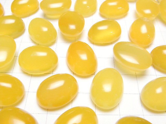 Gelber Chalcedon AAA Oval Cabochon 20x15mm 2Stücke