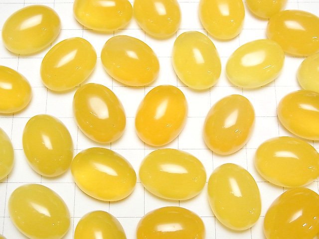 Gelber Chalcedon AAA Oval Cabochon 20x15mm 2Stücke