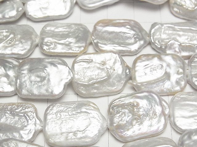 淡水珍珠AA+長方形18-23mm白色1串珠子 (約14英吋/35公分)