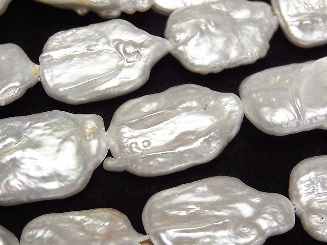 淡水珍珠 AA 級長方形 20-27mm 白色 1串珠 (約14英寸/35公分)