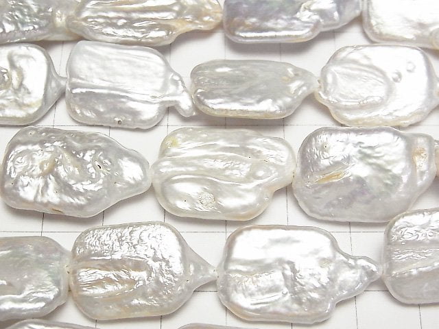 淡水珍珠 AA 級長方形 20-27mm 白色 1串珠 (約14英寸/35公分)