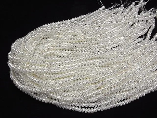 Muschelperle Weiß Rondelle 5x5x3mm 1strang Perlen (ca. 38cm/15inch)