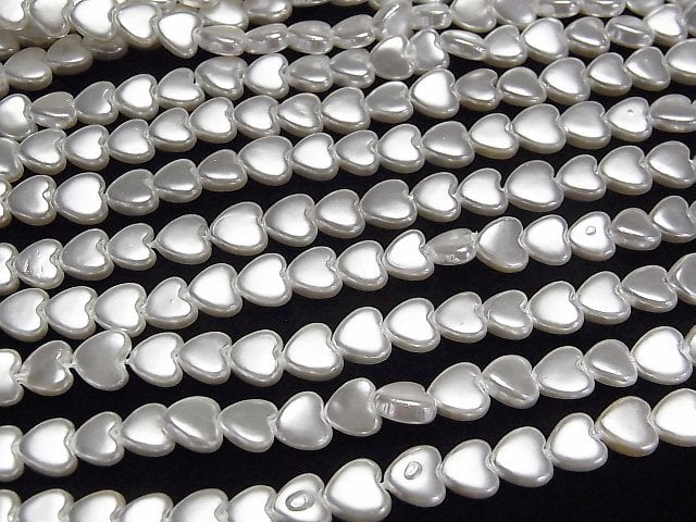 Muschelperle Weiß vertikales Loch Herz 6x6mm 1strang Perlen (ca. 38cm/15inch)
