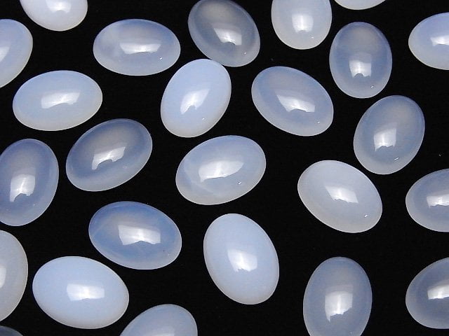 Naturfarbe Blauer Chalcedon AAA- Oval Cabochon 14x10mm 2Stücke