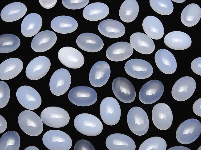 Naturfarbe Blauer Chalcedon AAA- Oval Cabochon 14x10mm 2Stücke