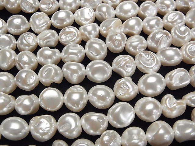 Muschelperle Perlweiß Barock 10-12mm 1Strang Perlen (ca. 15 Zoll/38 cm)
