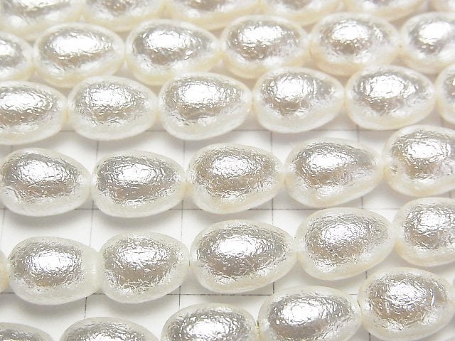 貝殼珍珠白水滴形10x8x8毫米1串珠子 (約15英寸/38公分)
