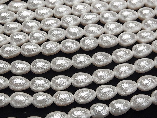 Muschelperle Perlweiß Tropfen 10x8x8mm 1Strang Perlen (ca. 15 Zoll/38 cm)