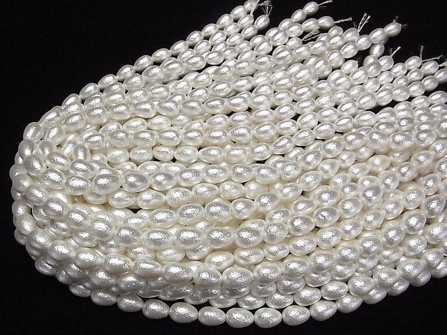 Muschelperle Perlweiß Tropfen 10x8x8mm 1Strang Perlen (ca. 15 Zoll/38 cm)