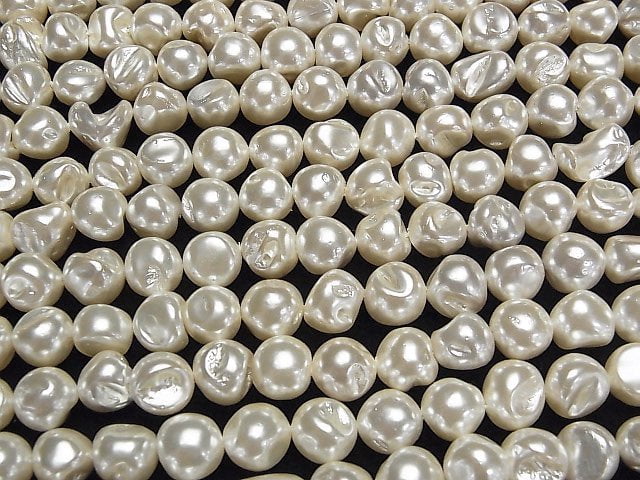 Muschelperle Off-White Barock 9-10mm 1Strang Perlen (ca. 15 Zoll/38 cm)