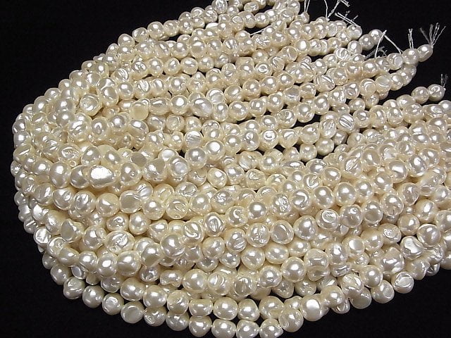 Muschelperle Off-White Barock 9-10mm 1Strang Perlen (ca. 15 Zoll/38 cm)