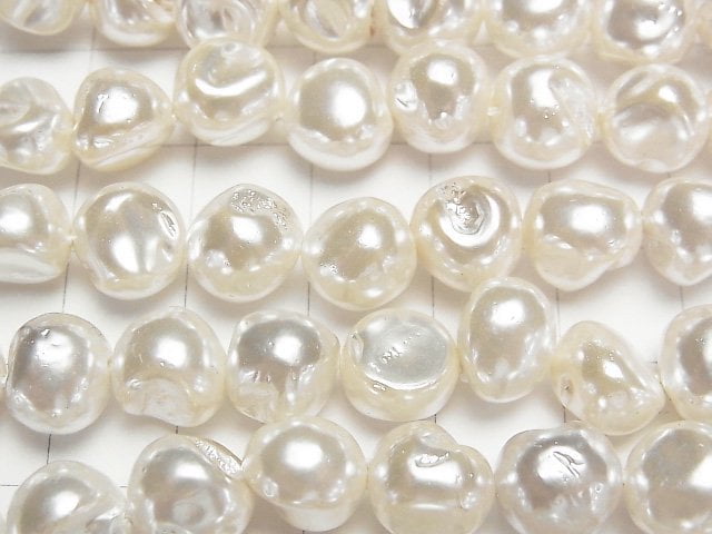 貝殼珍珠米白巴洛克式 9-10mm 一串珠子 (約15英吋/38公分)