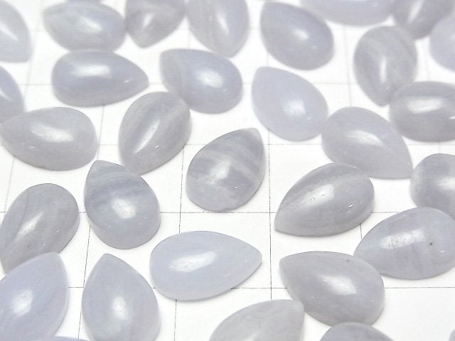 Blauer Spitzenachat AA++ Birnenform Cabochon 12x8mm 2Stücke