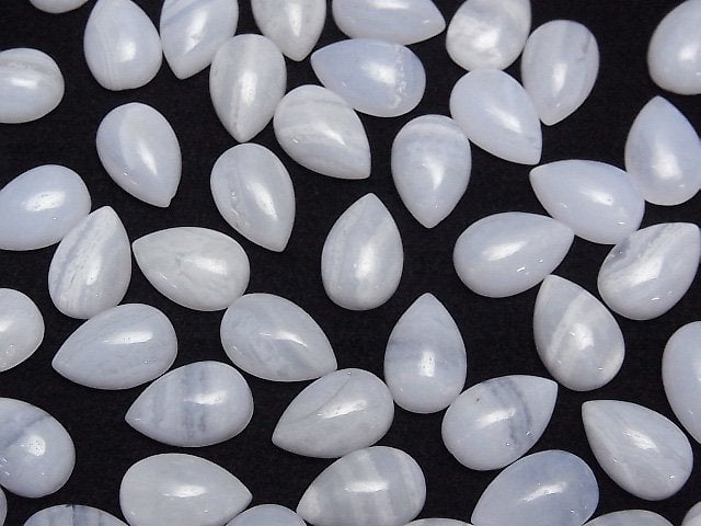 Blauer Spitzenachat AA++ Birnenform Cabochon 12x8mm 2Stücke