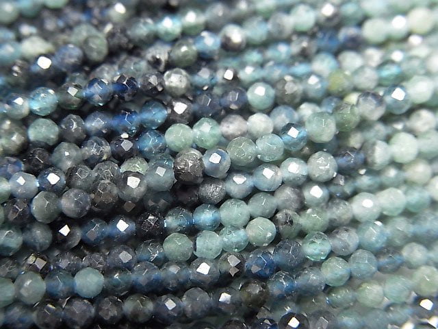 高品質!藍碧璽 AA++ 切面圓珠 2mm 顏色漸變 1串珠(約15英吋/37公分)