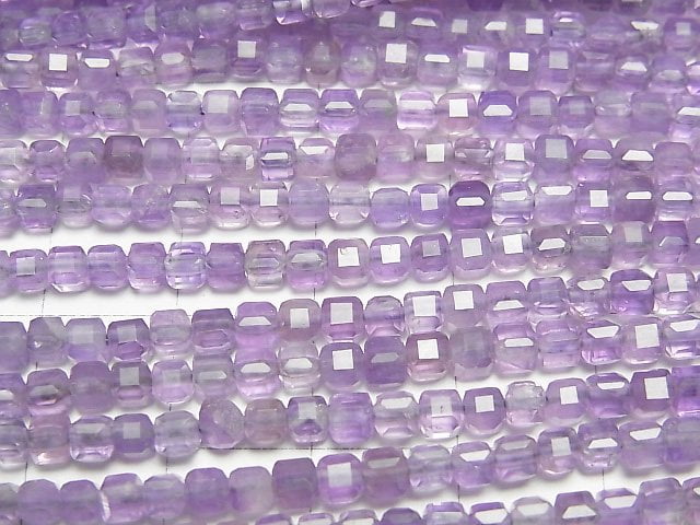 高品質!紫水晶 AA+ 立方體形 3x3x3毫米 1串珠子(約15英寸/37公分)