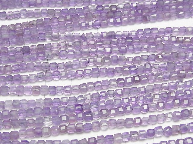 Hochwertig! Amethyst AA+ Würfelform 3x3x3mm 1Strang Perlen (ca. 15 Zoll/37 cm)