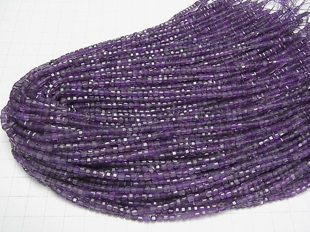 Hochwertig! Amethyst AA++ Würfelform 3x3x3mm 1Strang Perlen (ca. 15 Zoll/37 cm)