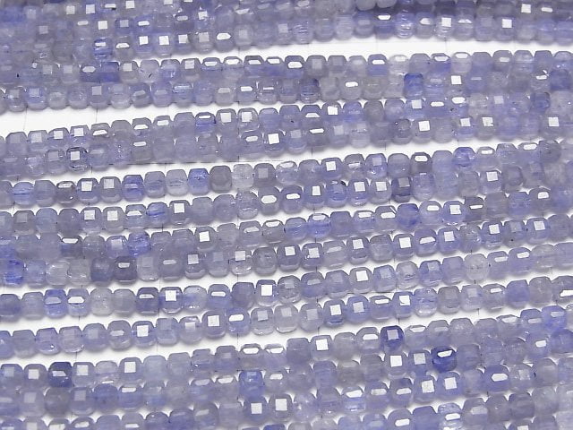 Hochwertig! Tansanit AA++ Würfelform 3x3x3mm 1Strang Perlen (ca. 15 Zoll/37 cm)