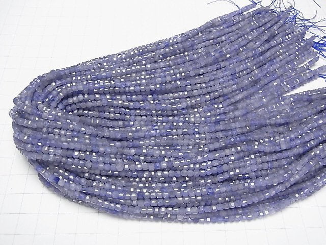 Hochwertig! Tansanit AA++ Würfelform 3x3x3mm 1Strang Perlen (ca. 15 Zoll/37 cm)