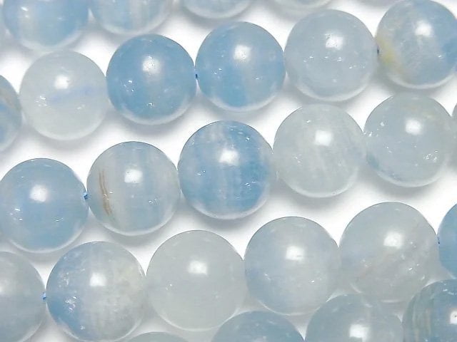 天然藍色方解石 AA++ 圓珠 10mm 半串或一串 (約15英吋/36公分)