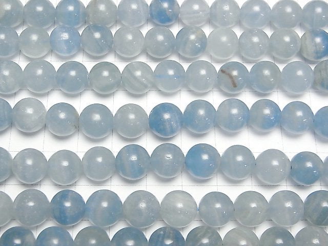 Natürlicher Blauer Calcit AA++ Rund 10mm halb oder 1strang Perlen (ca. 15 Zoll/36 cm)