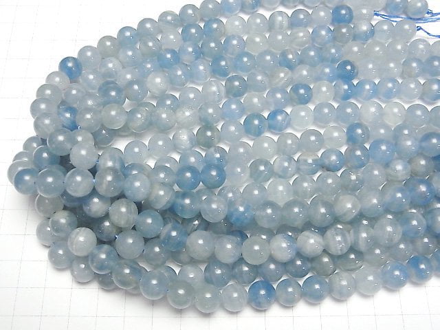Natürlicher Blauer Calcit AA++ Rund 10mm halb oder 1strang Perlen (ca. 15 Zoll/36 cm)