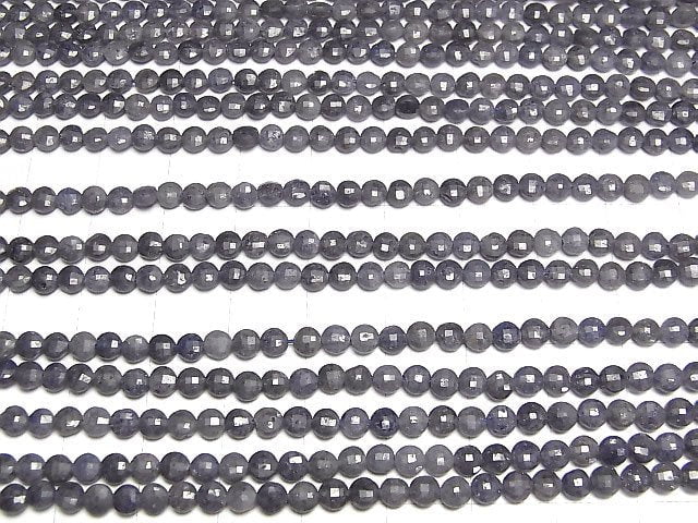 Hochwertig! Sri Lanka Saphir AA Facettiert Münze 4x4mm 1strang Perlen (ca. 15 Zoll/37 cm)