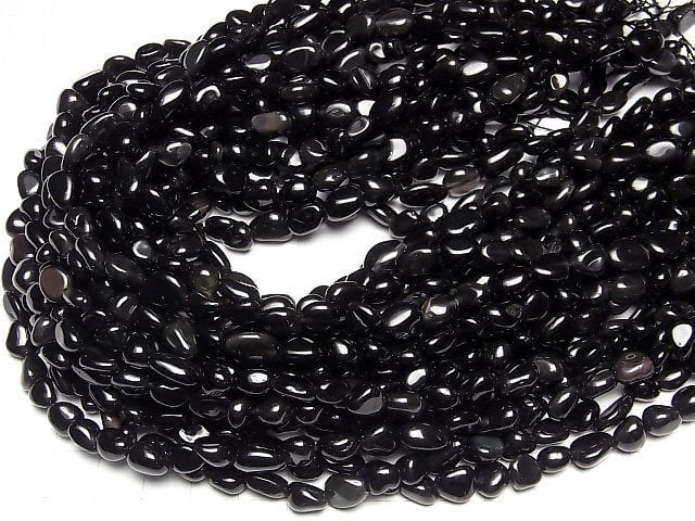 Schwarzer Obsidian AA++ Nugget 1 Strang Perlen (ca. 15 Zoll/37 cm)