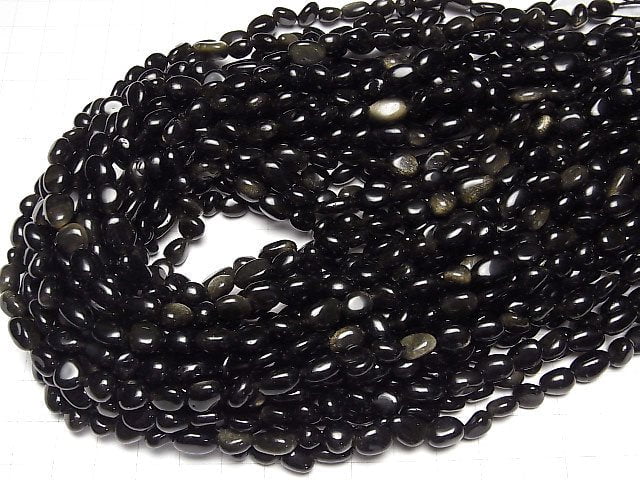 Goldener Obsidian AA++ Nugget 1 Strang Perlen (ca. 15 Zoll/37 cm)