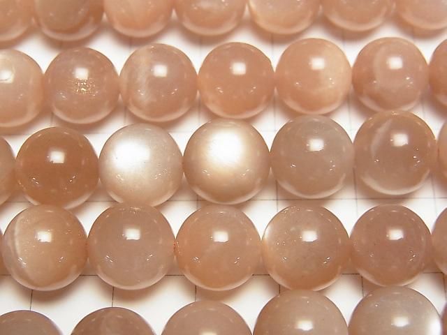 Orange Moonstone AA++ Round 10mm half or 1-strand beads (approx. 15 inches/37 cm)